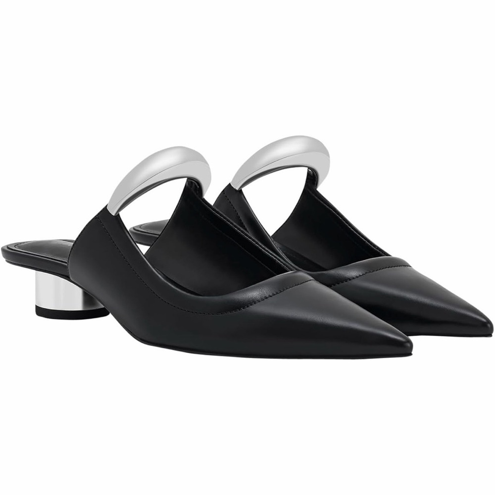 JW PEI Elegant Black and Silver Women's Mules